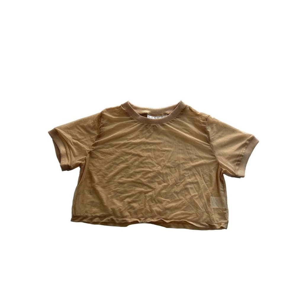 Cropped Short Sleeve Tee in Beige
